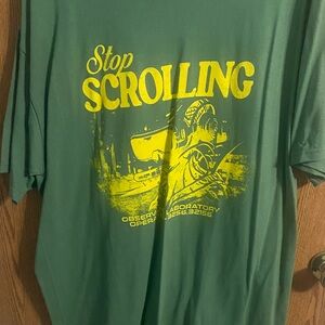 Green Graphic T-Shirt with Yellow Print